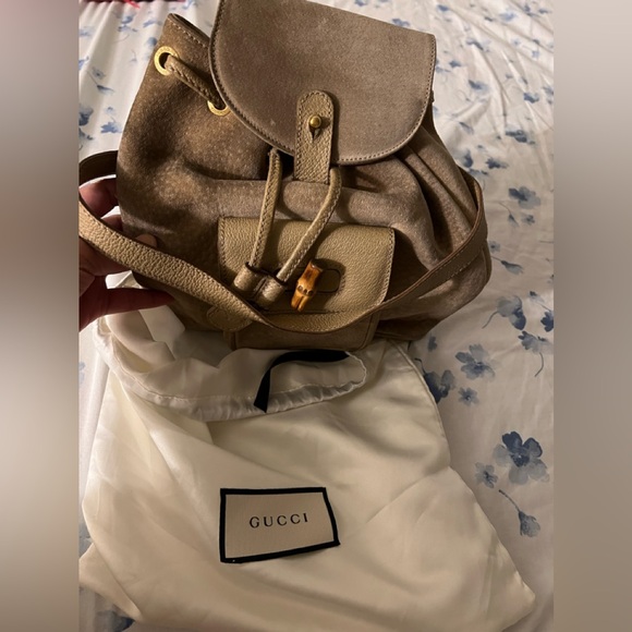 Gucci bamboo camel suede mini backpack 🎒 🥰🌹❤️🤗 - Picture 2 of 16